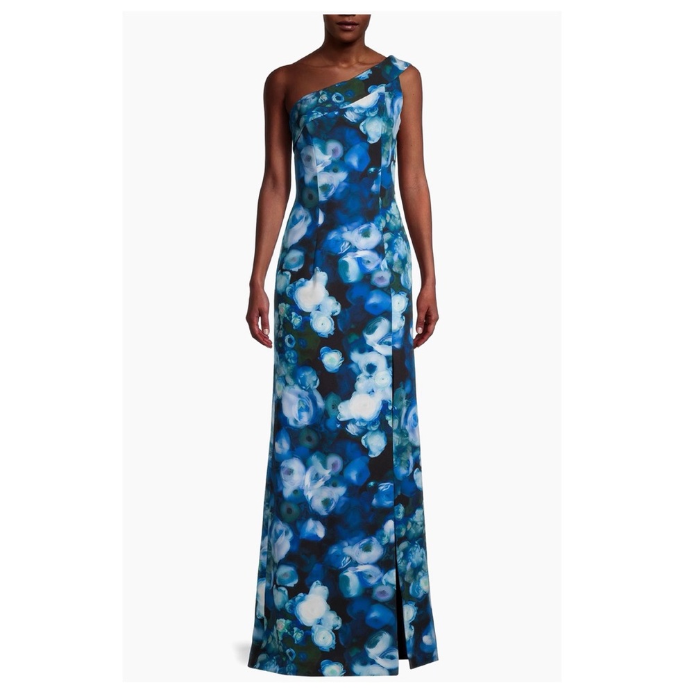 Black Halo Floral One-Shoulder Gown